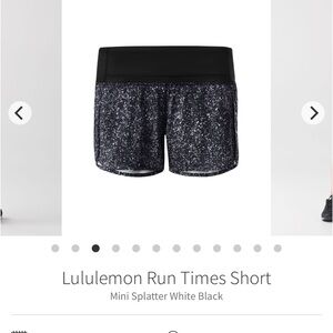 Lululemon Size 6 Run Times Black and White Shorts